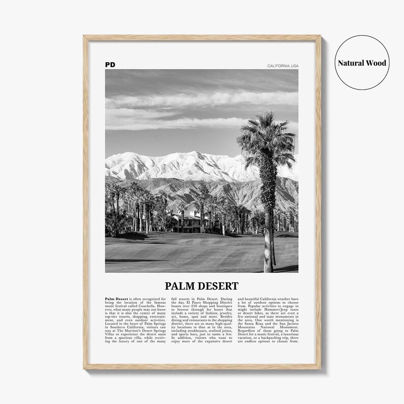 Palm Desert Poster Print Black and White, California Travel Wall Art, Palm Springs Decor image 6
