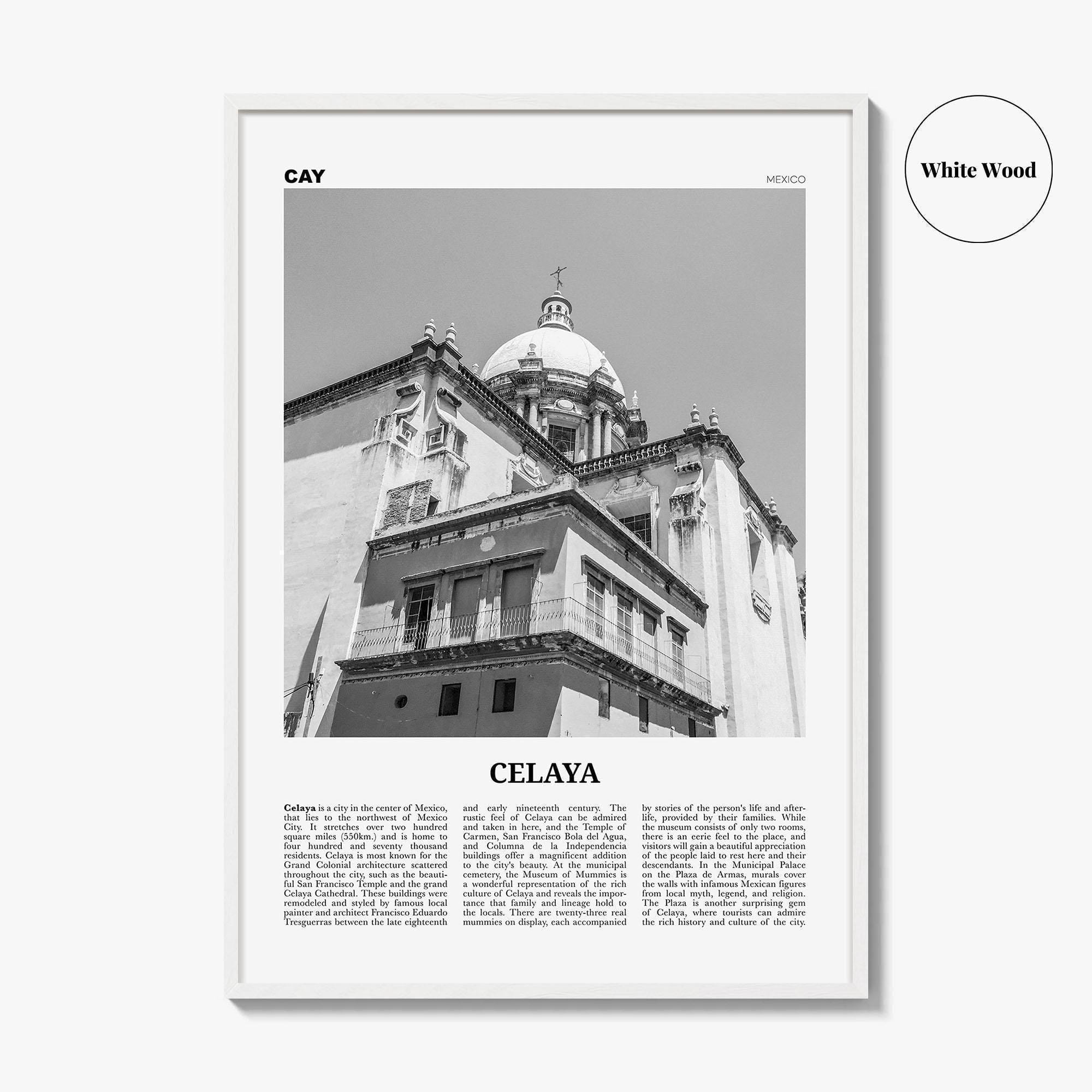 Estampe Carte De Ville Celaya – Affiche Voyage Guanajuato, Art Mural Personnalisable, Multicolore
