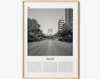 Texas Print Black and White No 2, Texas Wall Art, Texas Poster, Texas Photo, Texas Wall Decor, USA, United States, North America