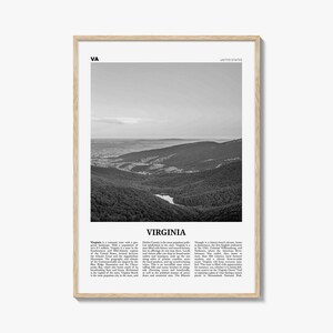 Stampa Virginia in bianco e nero n. 2, Virginia Wall Art, Poster Virginia, Foto Virginia, Decorazione murale Virginia, USA, Stati Uniti