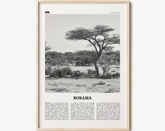 Boroma Print Black and White, Boroma Wall Art, Boroma Poster, Boroma Photo, Boroma Wall Décor, Boroma Map, Somalialand