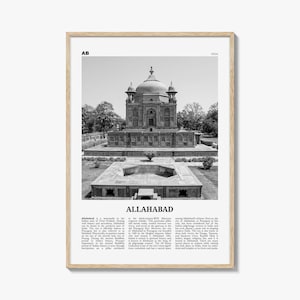 Allahabad Print Black and White, Allahabad Wall Art, Allahabad Poster, Allahabad Photo, Allahabad Wall Décor, Allahabad Map, India