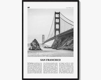 San Francisco Poster, Black and White Photo Print, Travel Newspaper Wall Art, Home Decor