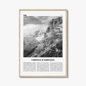 Cortina Dampezzo Impresión en blanco y negro, Cortina d&#39;Ampezzo Wall Art, Cartel de Cortina d&#39;Ampezzo, Foto de Cortina d&#39;Ampezzo, Italia