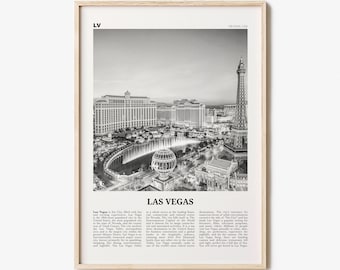 Las Vegas Druck Schwarz-Weiß Nr. 1, Las Vegas Wandkunst, Las Vegas Poster, Las Vegas Foto, Bellagio, Nevada, USA, Vereinigte Staaten