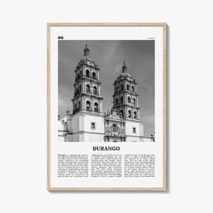 Durango Print Black and White Mexico, Durango Wall Art, Durango Poster, Durango Photo, Durango Wall Décor, Durango Map
