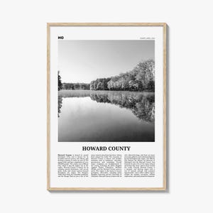 Howard County Print Black and White, Howard County Wall Art, Howard County Poster, Howard County Photo, Howard County Wall Décor, Howard Map