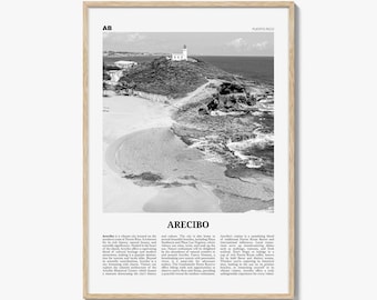 Arecibo Poster Print Black and White, Puerto Rico Travel Wall Art, Caribbean Coastal Photography