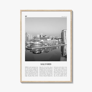 Salford Print Black and White, Salford Wall Art, Salford Poster, Salford Photo, Salford Wall Décor, England, UK, United Kingdom
