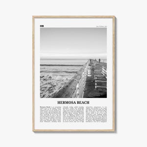 Impression Hermosa Beach noir et blanc n° 2, art mural Hermosa Beach, affiche Hermosa Beach, photo Hermosa Beach, Californie, États-Unis, États-Unis