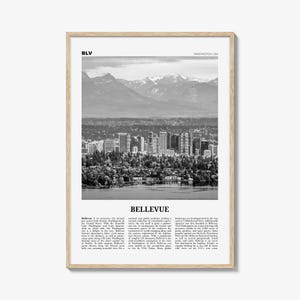 Bellevue Poster Schwarzweiß Nr. 1, Bellevue Poster, Bellevue Foto, Bellevue Wanddekor, Washington, USA