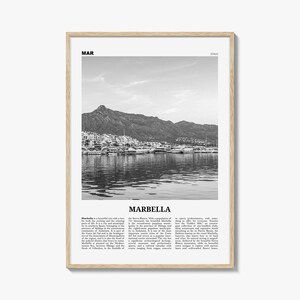 Marbella Print Schwarzweiß, Marbella Wandkunst, Marbella Poster, Marbella Foto, Marbella Wanddekor, Andalusien, Spanien, España, Europa