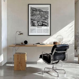 Monaco Poster Print Black and White, Port Hercules Photo, Europe Wall Art image 3