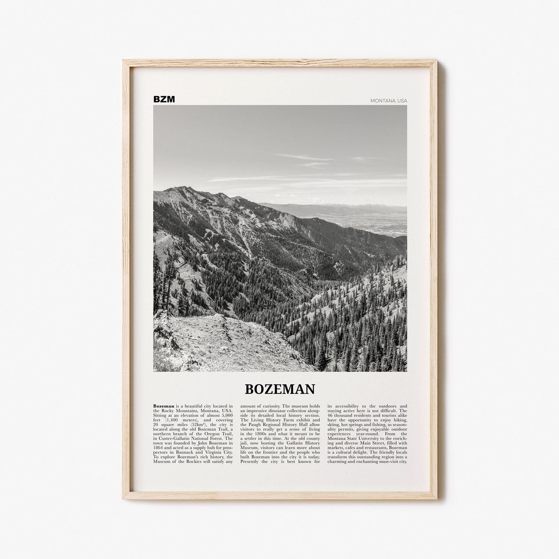 Bozeman Print Black and White Bozeman Wall Art Bozeman Etsy