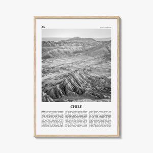 Chile Print Black and White No 2, Chile Wall Art, Chile Poster, Chile Photo, Chile Wall Decor, Country Art Print, Santiago, America