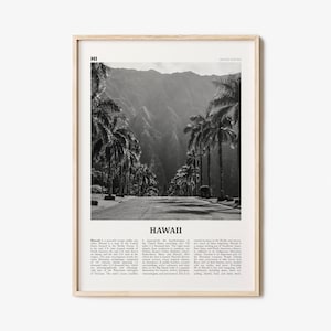 Hawaii Print Black and White No 2, Hawaii Wall Art, Hawaii Poster, Hawaii Photo, Hawaii Wall Decor, Hawaiian Islands Poster Print