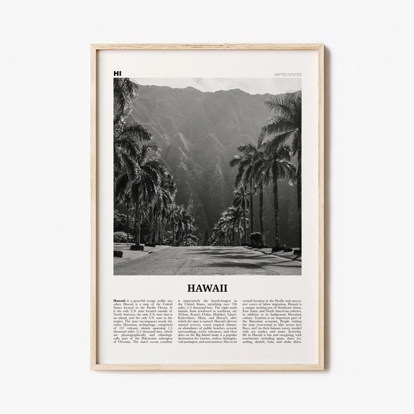 Hawaii Print Black and White No 2, Hawaii Wall Art, Hawaii Poster, Hawaii Photo, Hawaii Wall Decor, Hawaiian Islands Poster Print