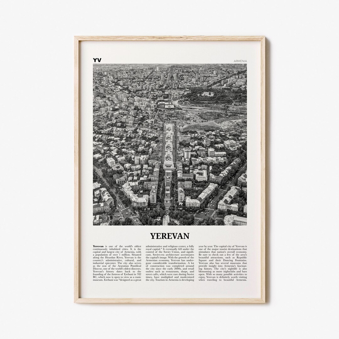 Yerevan Print Black and White, Yerevan Wall Art, Yerevan Poster
