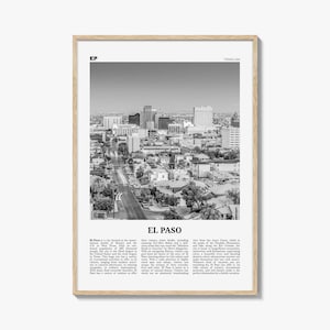 El Paso Print Black and White No 1, El Paso Wall Art, El Paso Poster, El Paso Photo, El Paso Wall Décor, Texas, USA, United States