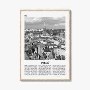 Torun Print Black and White, Toruń Wall Art, Toruń Poster, Toruń Photo, Toruń Wall Décor, Toruń Map, Poland