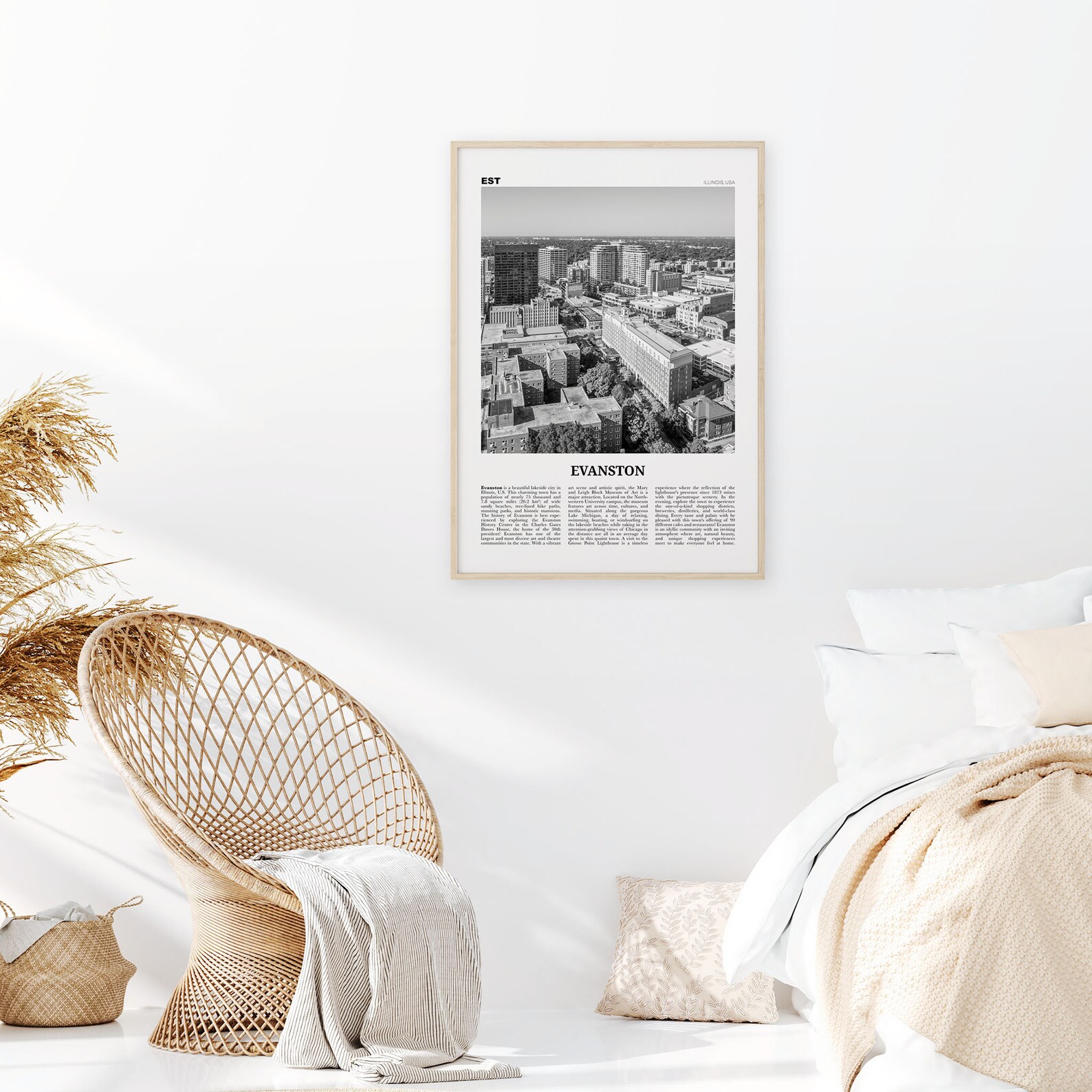 Evanston Print Black and White Evanston Wall Art Evanston Etsy