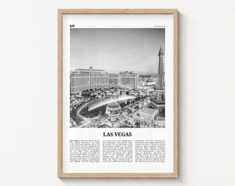 Póster de Las Vegas, lámina decorativa de pared con el Strip en blanco y negro, Nevada