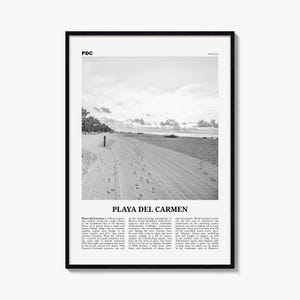 Playa del Carmen Poster, Black and White Photo Print, Travel Newspaper Wall Art image 1