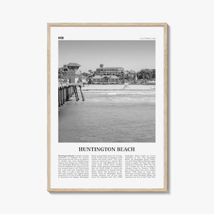 Huntington Beach Print Black and White No 1, Huntington Beach Wall Art, Huntington Beach Poster, Huntington Beach, California, USA