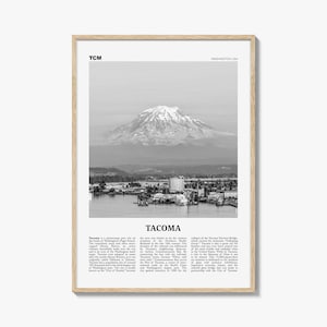 Tacoma Print Black and White, Tacoma Wall Art, Tacoma Poster, Tacoma Photo, Tacoma Wall Decor, Washington, VS, Verenigde Staten, Noord-Amerika