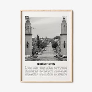 Bloomington Print Black and White, Bloomington Wall Art, Bloomington Poster, Bloomington Photo, Bloomington Wall Décor, Indiana, USA