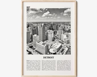 Detroit Print Black and White No 1, Detroit Wall Art, Detroit Poster, Detroit Photo, Detroit Decor, Michigan, USA, United States, America
