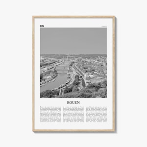 Rouen Print Black and White, Rouen Wall Art, Rouen Poster, Rouen Photo, Rouen Wall Décor, Rouen Map, France