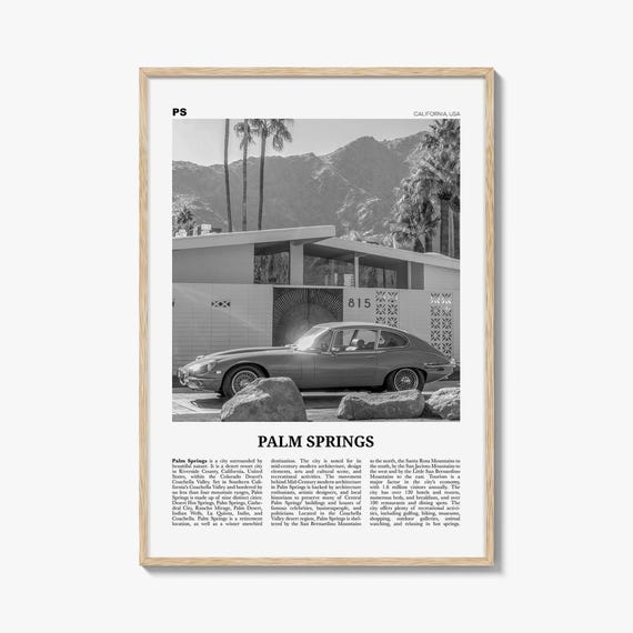 Palm Springs Poster Print Black and White, California Travel Wall Art, Mid-Century Modern Architecture