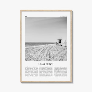 Long Beach Print Black and White No 1, Long Beach Wall Art, Long Beach Poster, Long Beach Photo, USA, United States, North America