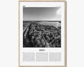 Ohio Poster Print Black and White, United States Travel Wall Art, Midwest Nature Decor