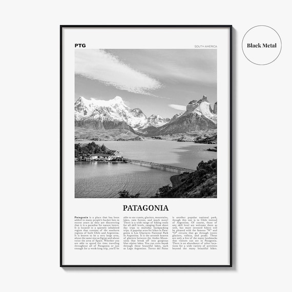 Patagonia Poster Print Black and White, Torres Del Paine Photo
