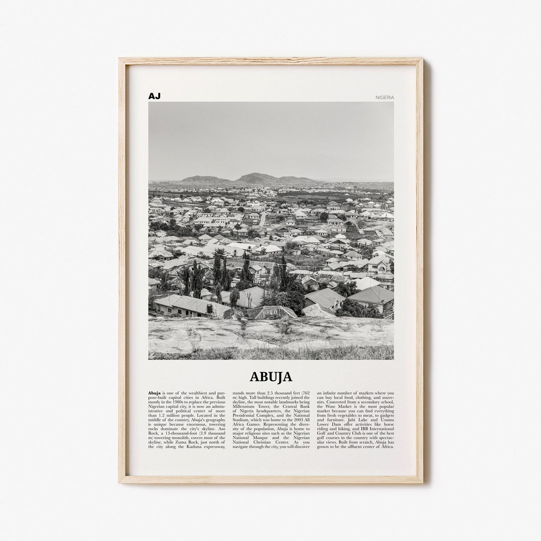 Abuja Print Black and White, Abuja Wall Art, Abuja Poster, Abuja Photo
