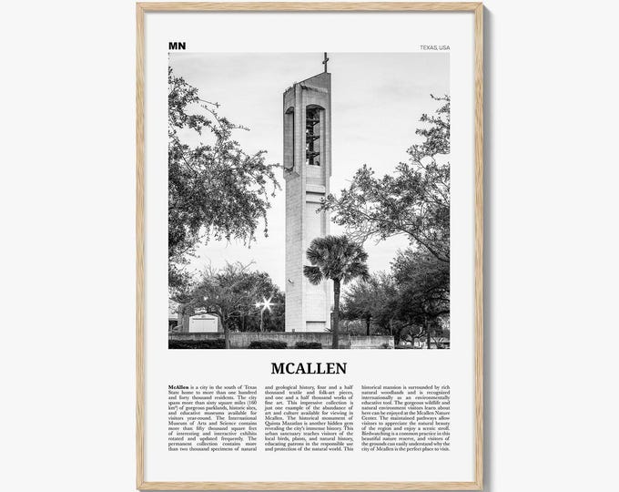 Mcallen Texas Retro Art Print, Mcallen Wall Art Illustration, Mcallen