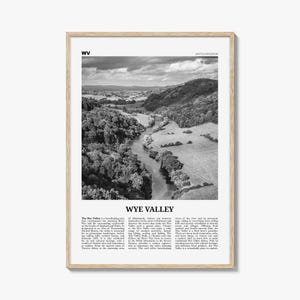 Wye Valley Print Black and White, Wye Valley Wall Art, Wye Valley Poster, Wye Valley Photo, Wye Valley Wall Décor, Wye Valley Map,
