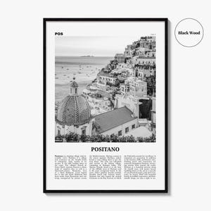Plakat Positano w czerni i bieli, Włochy, dekoracja ścienna, Wybrzeże Amalfi zdjęcie 7