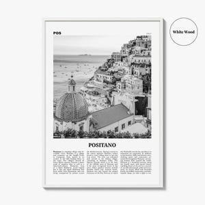Plakat Positano w czerni i bieli, Włochy, dekoracja ścienna, Wybrzeże Amalfi zdjęcie 8