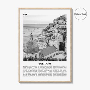 Plakat Positano w czerni i bieli, Włochy, dekoracja ścienna, Wybrzeże Amalfi zdjęcie 6