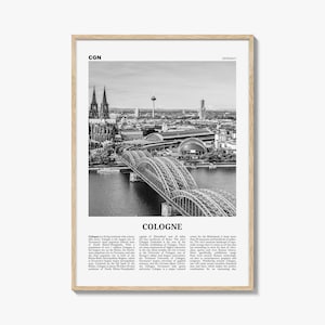 Cologne Print Black and White, Cologne Wall Art, Cologne Poster, Cologne Photo, Cologne Wall Decor, Germany, Köln, Deutschland Europe