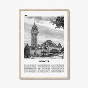 Limoges Druck Schwarzweiß, Limoges Wandkunst, Limoges Poster, Limoges Foto, Limoges Wanddekor, Limoges Karte, Frankreich