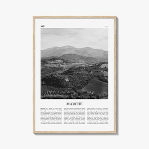 Marche Poster Print Black and White, Italy Travel Wall Art, Central Italy Nature Photography