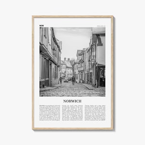 Norwich Print Black and White, Norwich Wall Art, Norwich Poster, Norwich Photo, Norwich Wall Decor, England, UK, United Kingdom, Europe