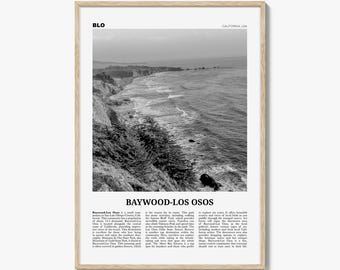 Baywood Los Osos Impresión en blanco y negro, Baywood-Los Osos Wall Art, Baywood-Los Osos Poster, Baywood-Los Osos Photo, California, EE.UU.