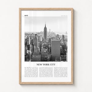 New York City Print Black and White, Empire State Building Manhattan Wall Art, NYC, USA