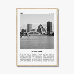 Impresión en blanco y negro de Rochester, Nueva York, arte mural de Rochester, póster de Rochester, fotografía de Rochester, EE. UU., Estados Unidos, América del Norte