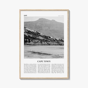 Cape Town Print Black and White No 2, Cape Town Wall Art, Cape Town Poster, Cape Town Photo, Cape Town Wall Decor, South Africa